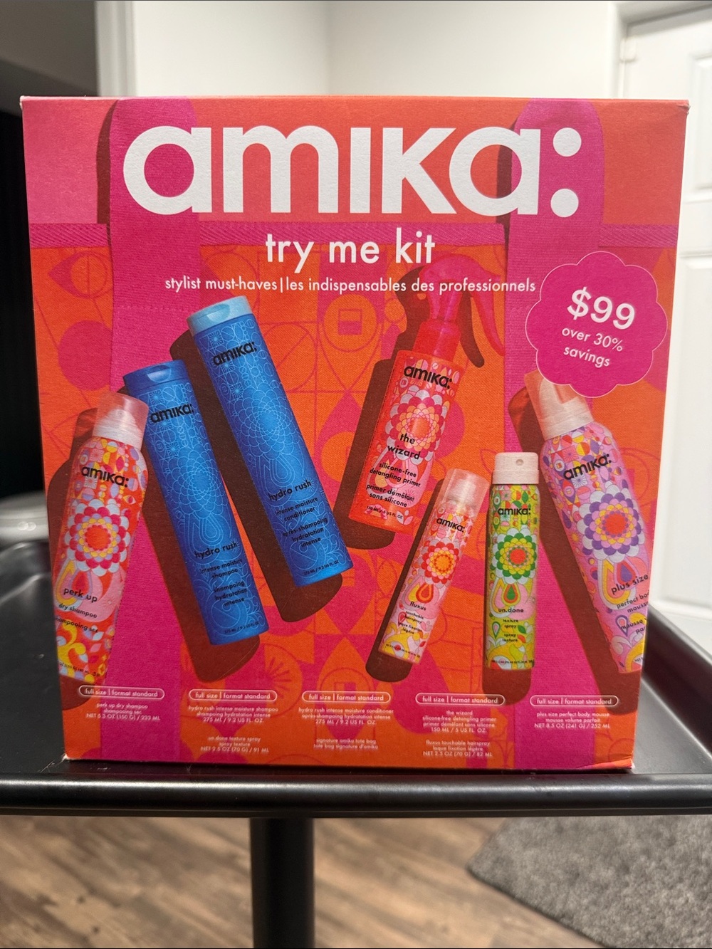 amika try me kit — with shampoo conditioner, beach bag and more!